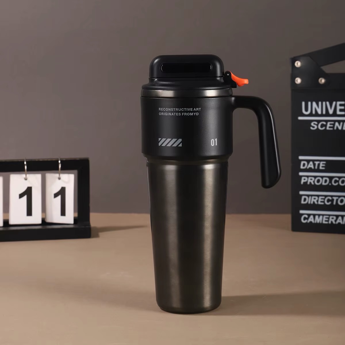 1l insulated travel tumbler – car cup holder water bottle