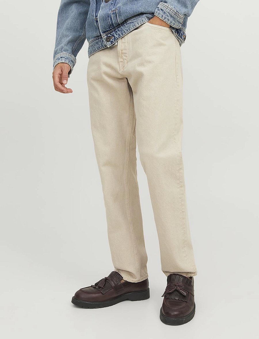 Beige denim pants