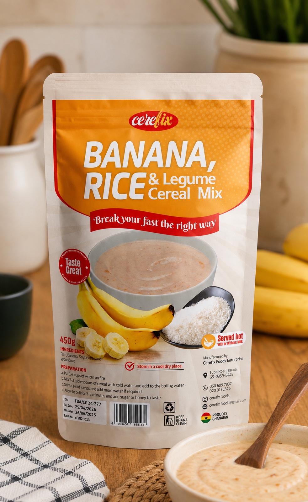 Banana & rice cereal mix