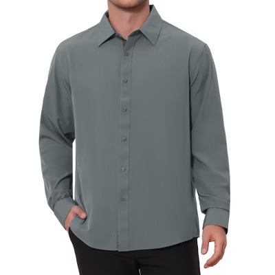 Inspire chic men's formal plaid collar long sleeve button down dress shirt xx-la