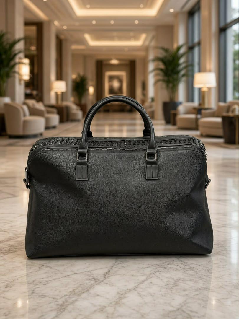 Solid leather mid size duffle bags