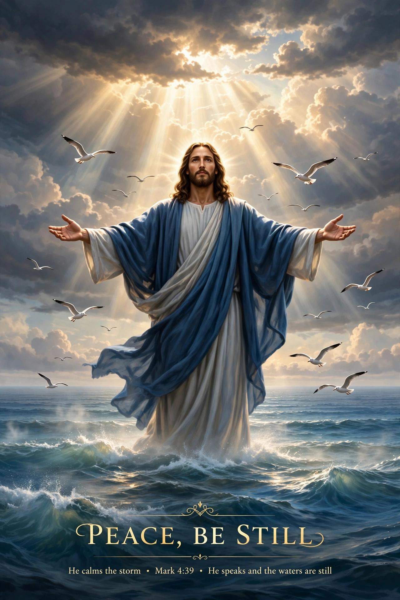 Product name:jesus christ blue sea poster - walk in faithprice: 120description:b