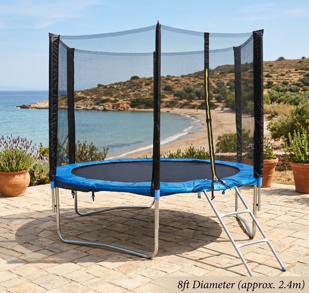 8ft premium trampoline with safety ladder