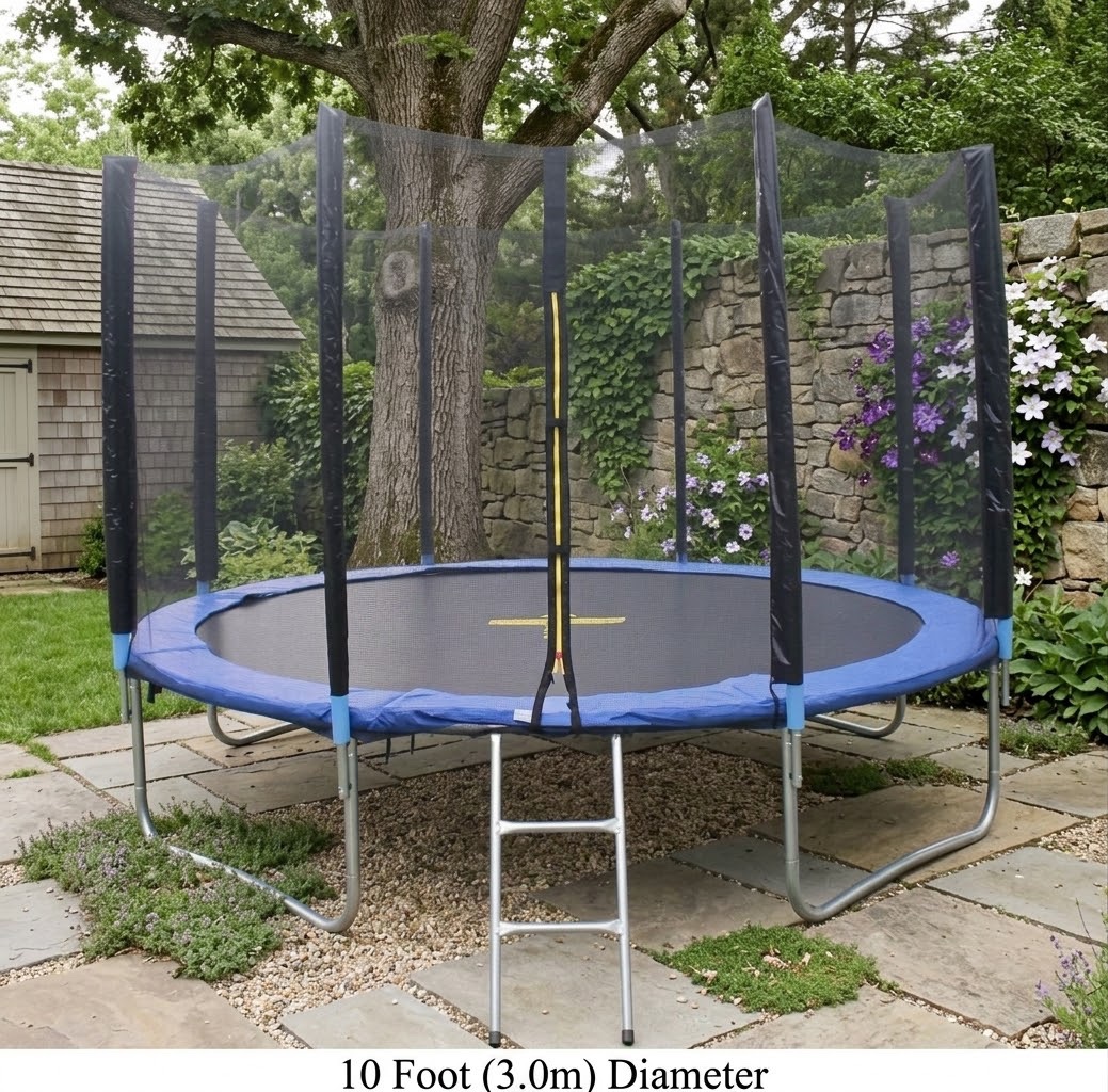 10ft outdoor trampoline with safety ladder