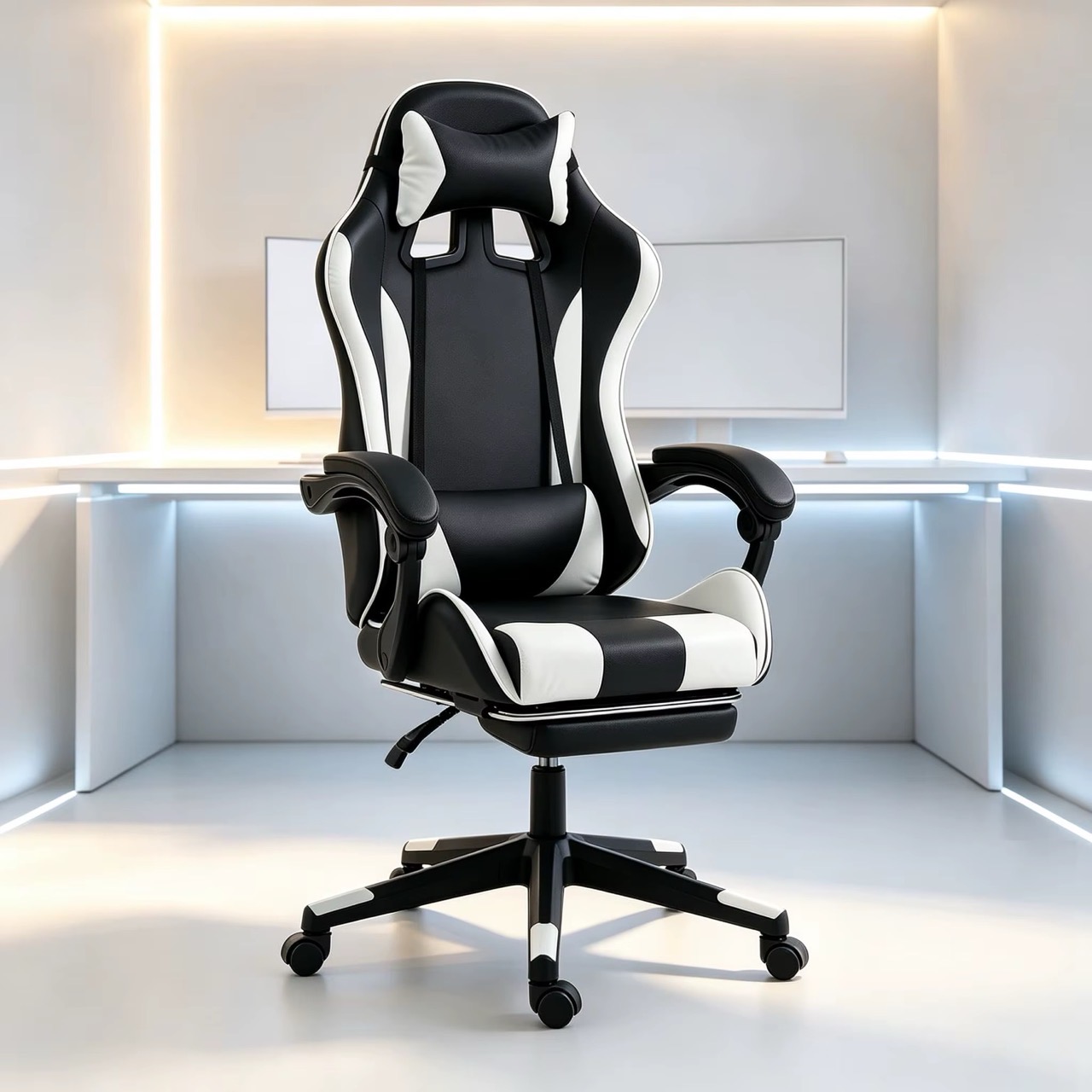 Gaming chair with footrest