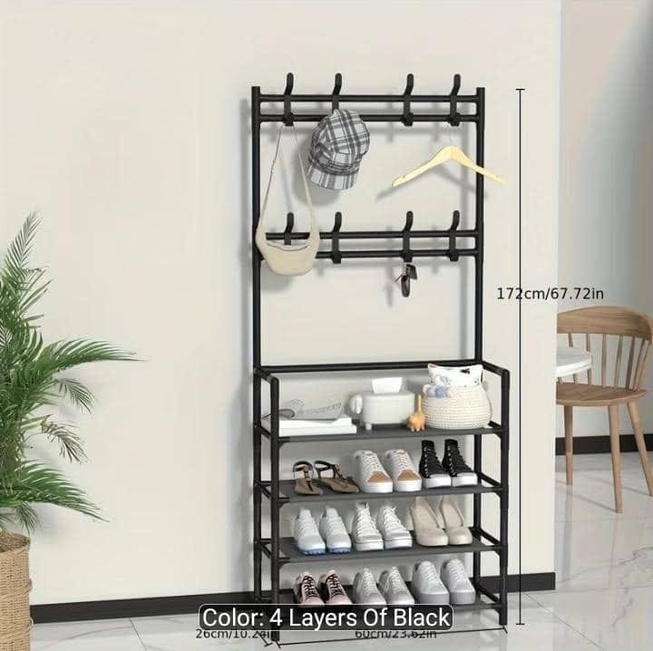 5 layers shoe stand and clothes and item hangs