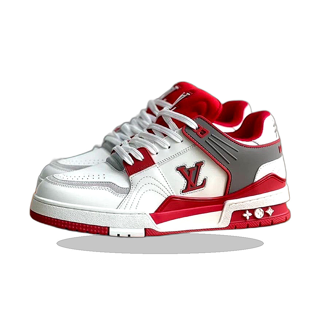 Louis vuitton lv trainers “ red white grey “