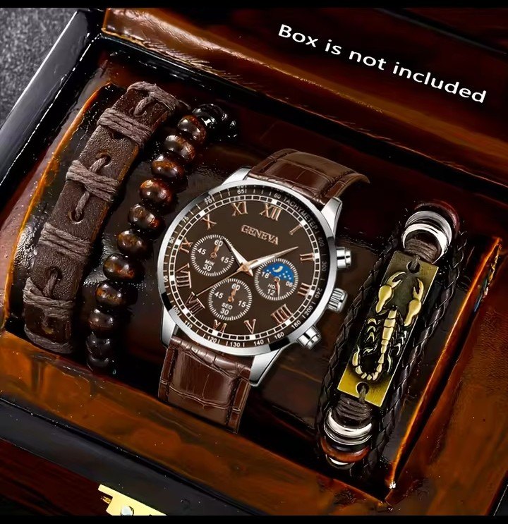 4pcs men fashionable and minimalist quartz watch set
