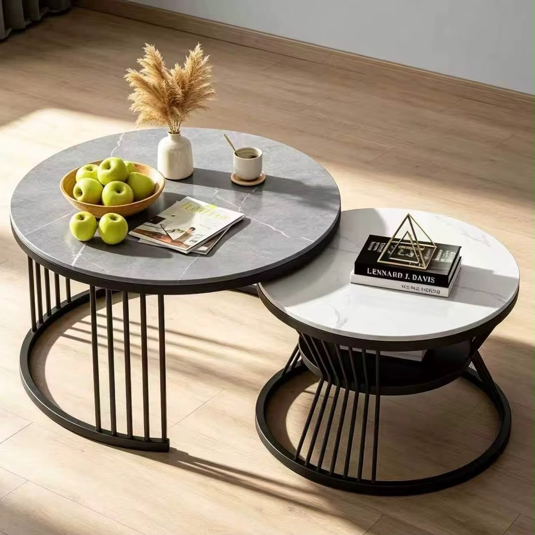 2 in 1 ceramic glass center table