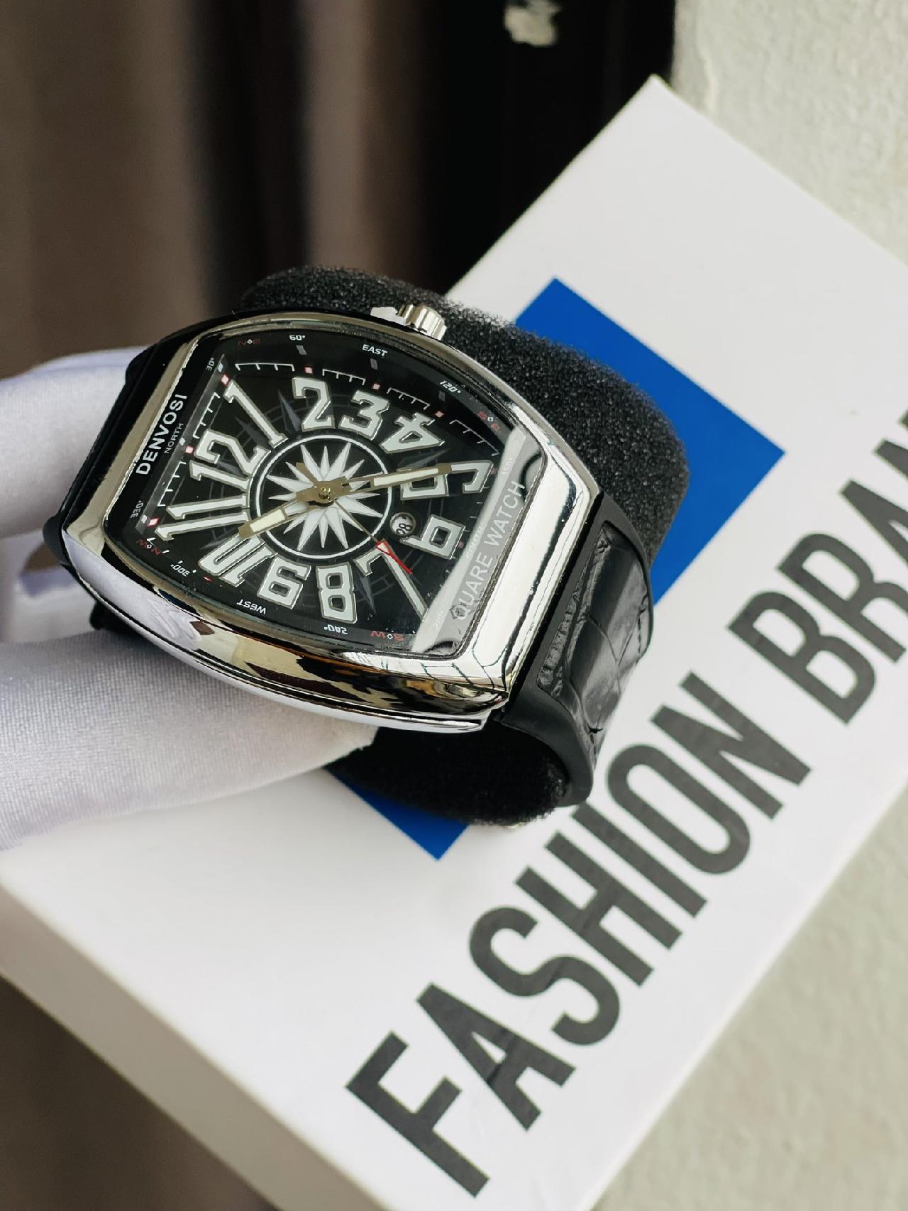 Denvosi leather wristwatch