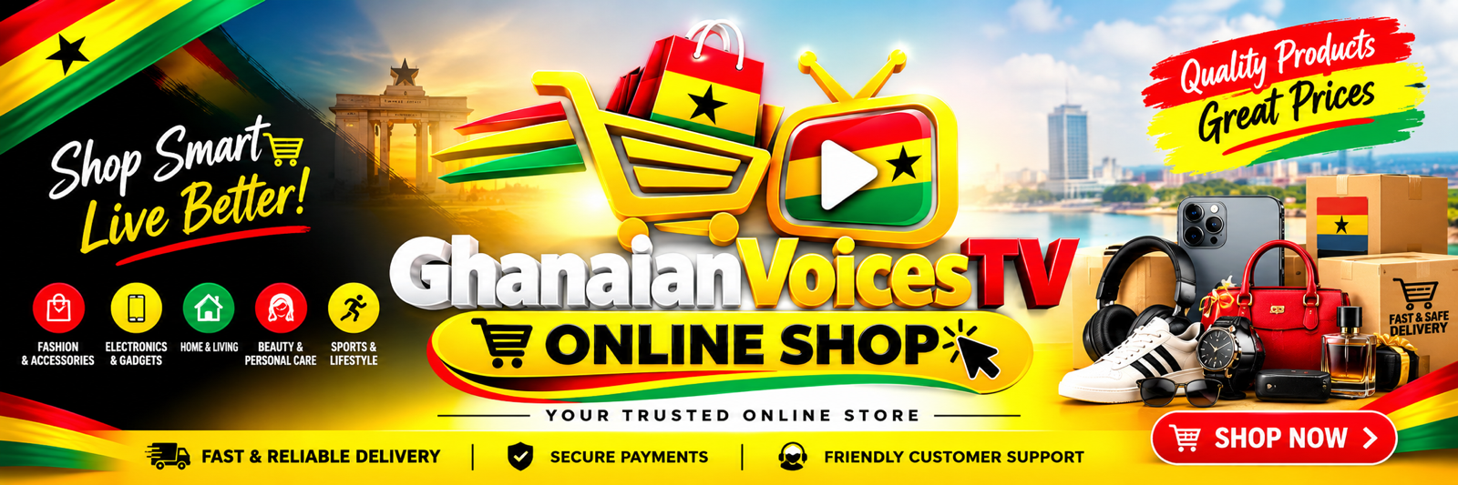 Ghanaian Voices TV Online Shopping banner